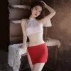 セクシー秘書セット 赤 OL制服 ミニスカート コスチューム 2点セット セクシー秘書セット 赤 OL制服 ミニスカート コスチューム 2点セット