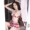 胸出し女子高生制服 過激ランジェリー  誘惑 エロ 可愛い レッド