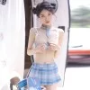 胸出し女子高生制服 過激ランジェリー  誘惑 エロ 可愛い ブルー