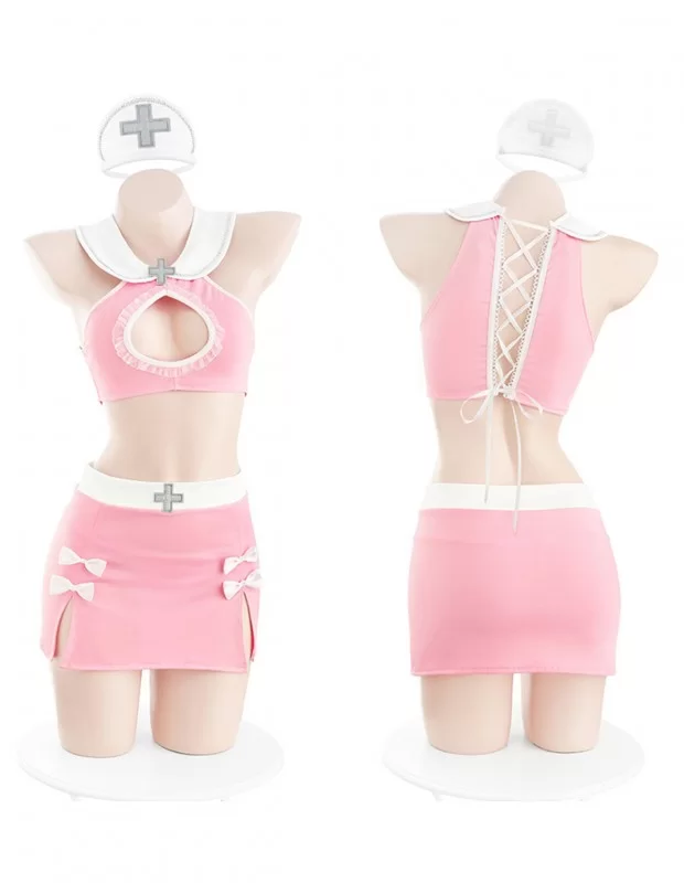 ピンクのナース服 ランジェリー コスプレ セクシー 激可愛い 胸開け ピンクのナース服 ランジェリー コスプレ セクシー 激可愛い 胸開け