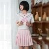 セーラー服 ピンク コスプレ 女子高生制服 萌え萌え 蝶結び 3点セット