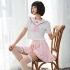 セーラー服 ピンク コスプレ 女子高生制服 萌え萌え 蝶結び 3点セット