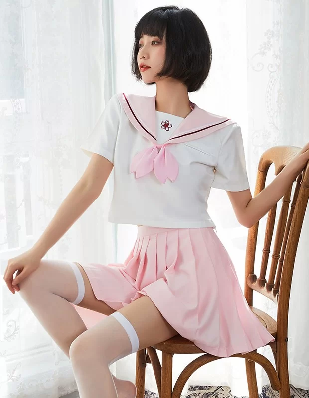 セーラー服 ピンク コスプレ 女子高生制服 萌え萌え 蝶結び 3点セット