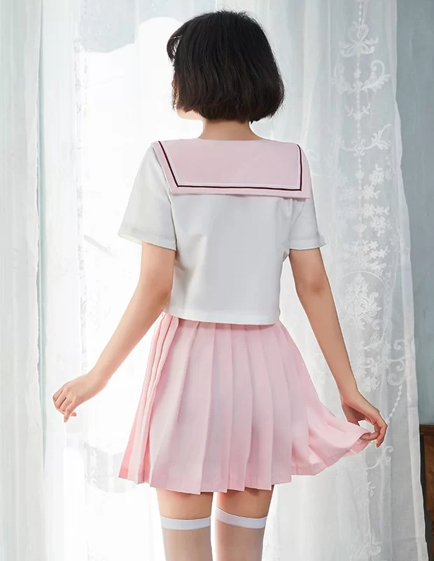 セーラー服 ピンク コスプレ 女子高生制服 萌え萌え 蝶結び 3点セット
