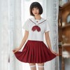 セーラー服 赤 コスプレ 女子高生制服 萌え萌え 蝶結び 3点セット  