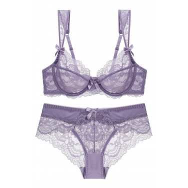 美胸ブラ＆ショーツセット   レースブラジャー 三色  オシャレでセクシー 