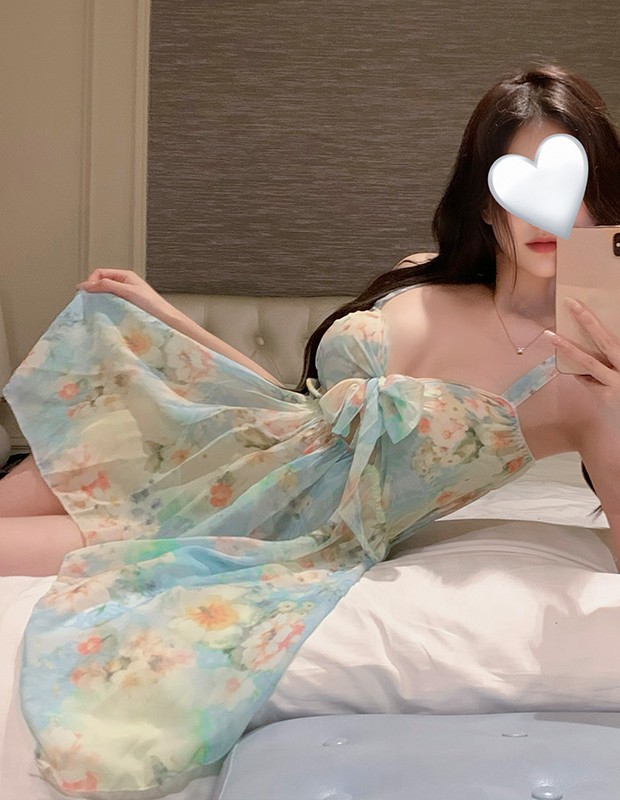 ブルーベース小花柄  ワンピースランジェリー 大人のおもちゃ