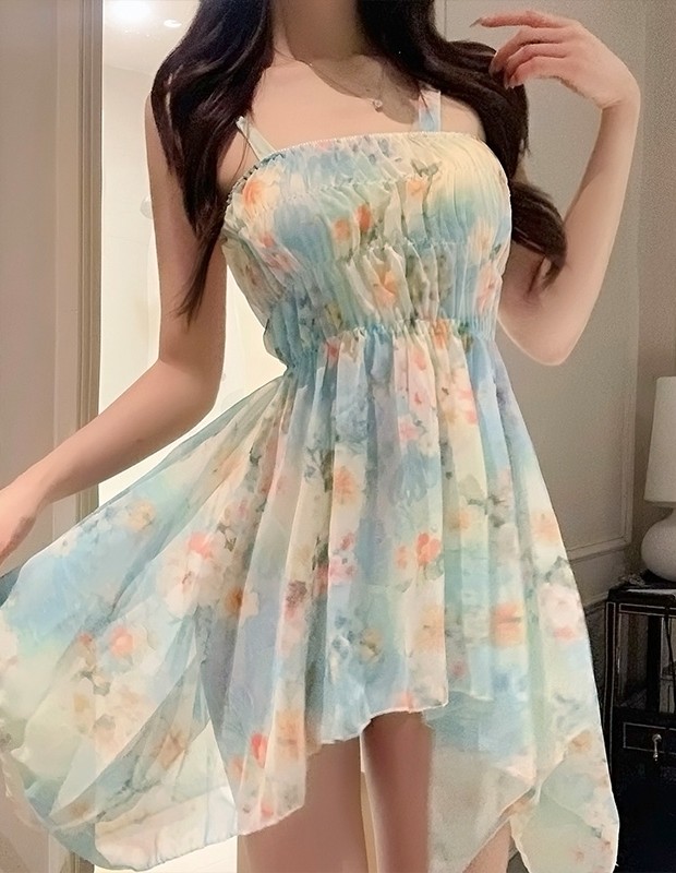 ブルーベース小花柄  ワンピースランジェリー 大人のおもちゃ