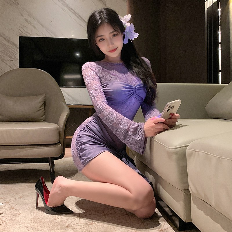 レースドレス 透け長袖 セクシー バスト強調 誘惑 ラブグッズ 大人のおもちゃ レースドレス 透け長袖 セクシー バスト強調 誘惑 ラブグッズ 大人のおもちゃ