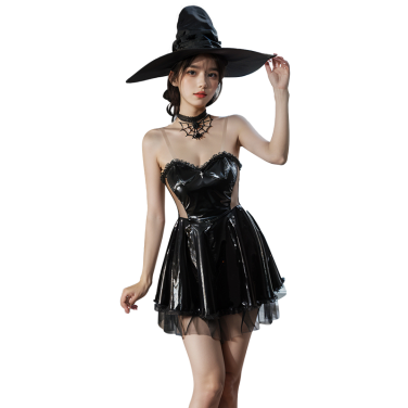 ハロウィン魔女コスプレ 闇夜のエナメル アダルトグッズ ランジェリー 大人用